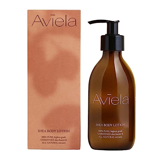 Image of Aviela Shea Butter Body Lotion, Contains Cocoa Butter, Extremely Hydrating & Moisturising, Vegan & Cruelty Free, African Shea Butter 100% Natural Skin Care, 250ml