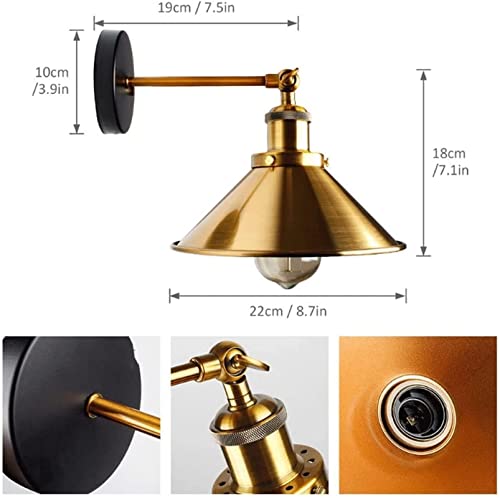 Lámpara de pared industrial con brazo plegable ajustable de bronce 6