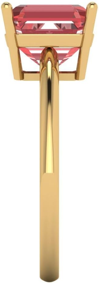 Clara Pucci 14K Solid Yellow Gold 2.5 ctw Garnet Solitaire Ring for Women | Anniversary, Birthday Gift | 8.0mm Asscher Cut - Image 3