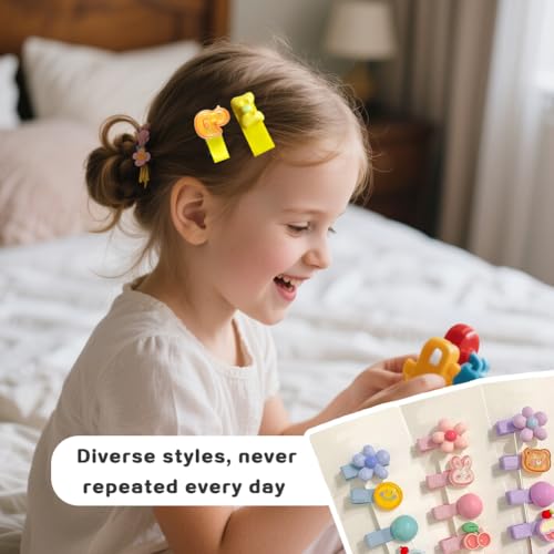25 pinzas para cabello niña flores y frutas coloridas miniatura 3