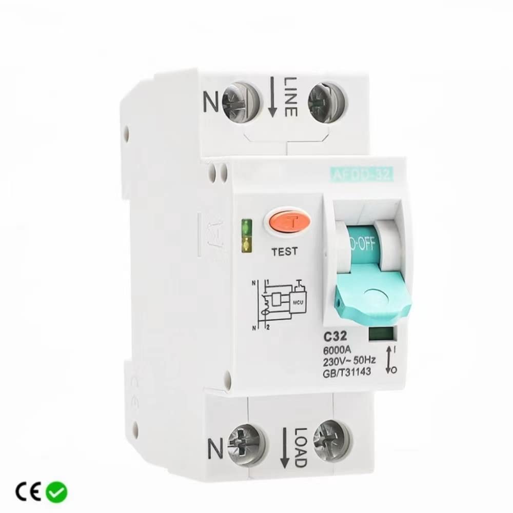 AFDD-32 Arc Fault Detecion Device Circuit Breaker Interrupte Overload Short Circuit Protection AFDD+MCB 32A 6KA 1P+N (Size : C Curve, Color : 25A)