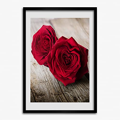 Peinture Cadre en Bois Photo 50x70 cm Tulup Roses Rouges Salon Chaleureux