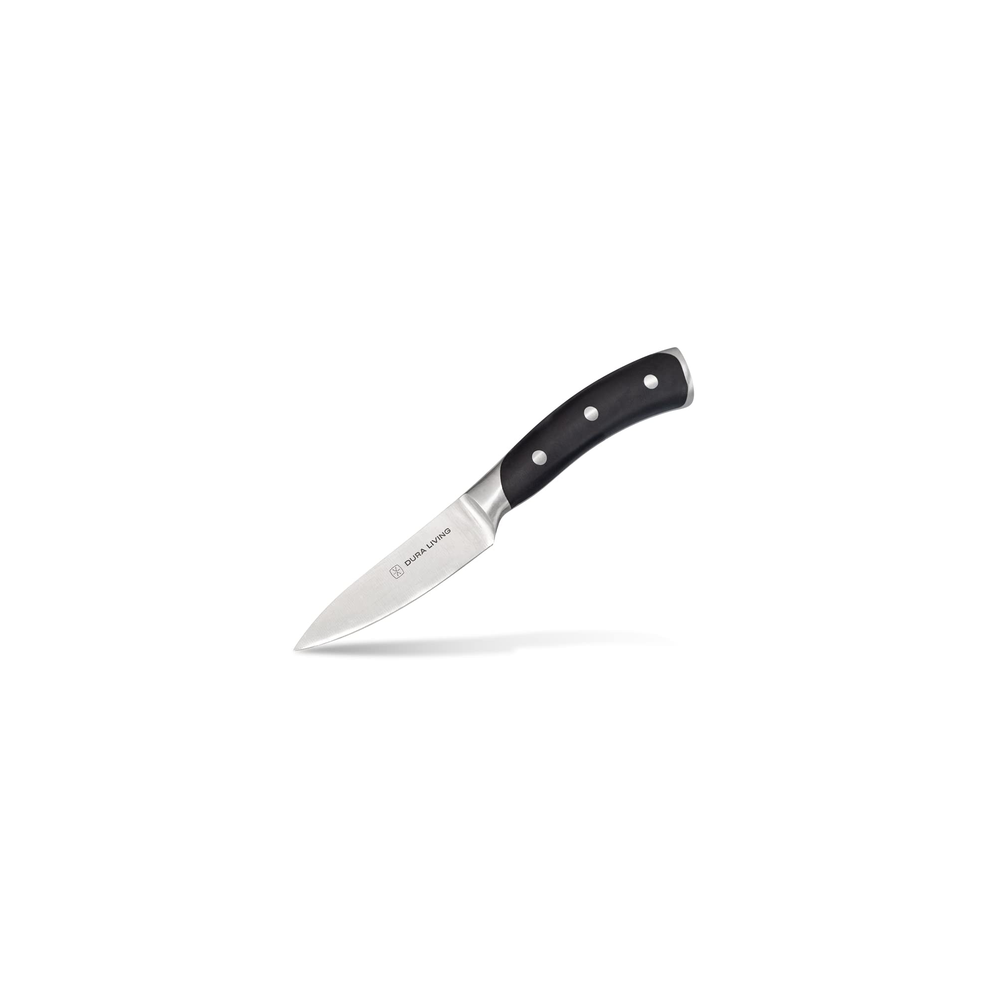 DURA LIVING 3.5-Inch Paring Knife – Ultra-Sharp German High Carbon Stainless Steel, Full Tang, Ergonomic Handle, Multipurpose Kitchen Knife for Chopping, Slicing, and Dicing, Black
