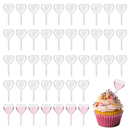 ElevateTech Pipettes de transfert jetables en plastique en forme de cœur Pipettes à cupcakes Pipettes compte-gouttes pour chocolat, fraises, crème glacée, fournitures de bricolage, accessoires de
