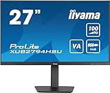 Écran : Iiyama Ecran 27 Noir Ultra Mince VA 16:9 1920x1080 1ms 100Hz 250cd/m² 1xHDMI 1xDisplayport 2xUSB HUB HPs 15cm Pied réglable en Hauteur Pivot TCO