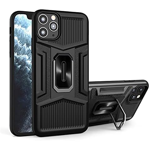 Diskary Designed for iPhone 12 Pro Max Phone Case with Stand, Compatible with Magnet Anti-Dropping Car Mount, 6.7 Inch Protective Cover Anti-scratching Case with Ring Holder Kickstand (Black) Cover