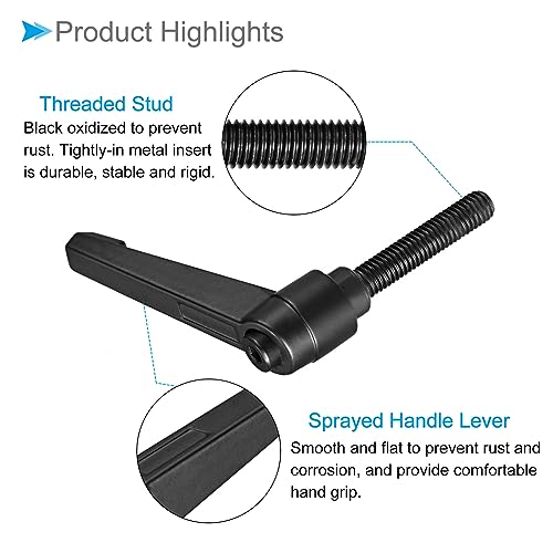 Image of Clamping Lever Handles, M8 x 40mm Male Thread, Adjustable Quick Release Locking Rotating Bolt Knobs Black - (Applications: for Lathe Machinery), 5-Pieces