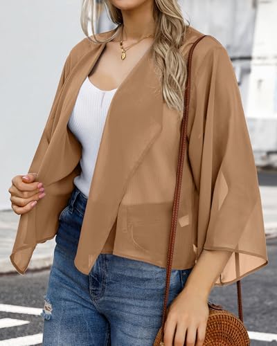 Womens Summer Tops Short Shrugs Kimono Cardigans Casual Chiffon Bolero Jackets3