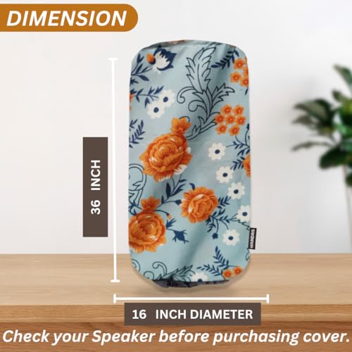 Image of Dust Cover for Speakers, Dust & Water proof Dimensions 36-inch Height & 16-inch Diameter Suitable for(MHC-V73D, MHC43D,MX Series, PartyBox 710) - Grey Flower