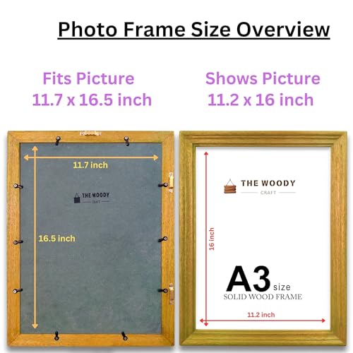 Image of Photo Frame for Wall A3 size | Photo Frame for Wall Decoration | Small Photo Frames | Yellow Wooden Frames for Wall | Bright & Modern Home Decor (A3, 11.7x16.5 inch, Yellow)