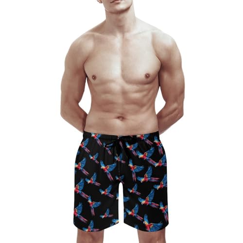 Macaw Bird Watercolor Mens Swim Trunks Quick Dry Beach Swimming Shorts with Mesh Lining and Pockets2