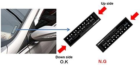 Diagram showing correct and incorrect installation orientation of the Keyfree Touch keypad on a car windshield.