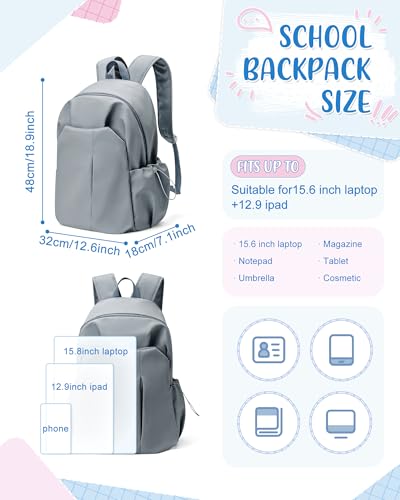College Backpack for Women Men Lightweight Casual Aesthetic Backpack Laptop Backpack Travel Rucksack Daypack Backpacks for Men Women Work Commuter Back Pack Grey Blue2