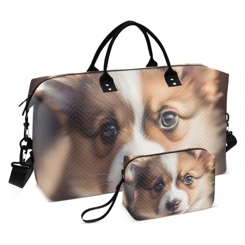 Large Travel Duffel Bag, Beautiful Puppy Sports Tote Gym Bag, Shoulder Weekender Overnight Bag for Women Men, Carry On Luggage with Toiletry Bag