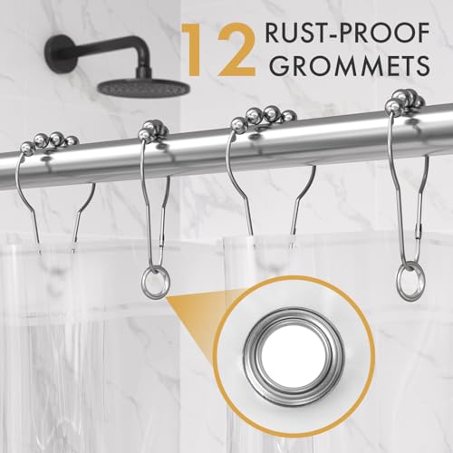 Image of AmazerBath Shower Curtain Liner 2 Pack, 72 x 78 Inches PEVA Plastic Shower Liner with 3 Weighted Stones and 12 Rustproof Metal Grommet, Lightweight Waterproof Shower Curtain - Clear