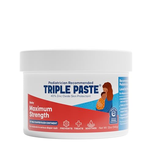 Image of Triple Paste 3X Max Zinc Oxide Diaper Rash Ointment, 12oz Jar - Maximum Strength Diaper Cream for Sensitive Skin