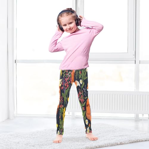 Toddler Girls Leggings Printed Yoga Pants Leggings Fox and Piant Flower for Kids4