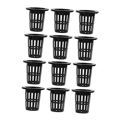 YARNOW 50 Pezzi Cestini Idroponici in Plastica per Giardino, Tazze in Rete da Coltivazione Fuori Terra, Cestini per Piante Idroponiche Neri 70 Mm per Balconi e Vivai