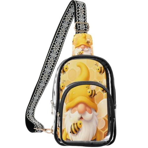 Bolso transparente para eventos linqin con correa ajustable ancha y diseño de gnomo