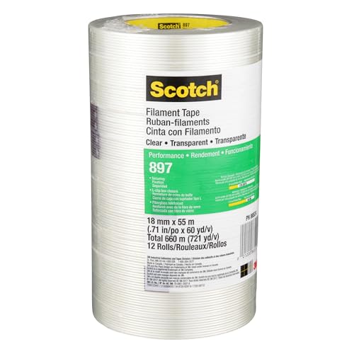 Image of 3M Scotch Filament Tape 897, Clear, 18 mm x 55 m, 5 mil