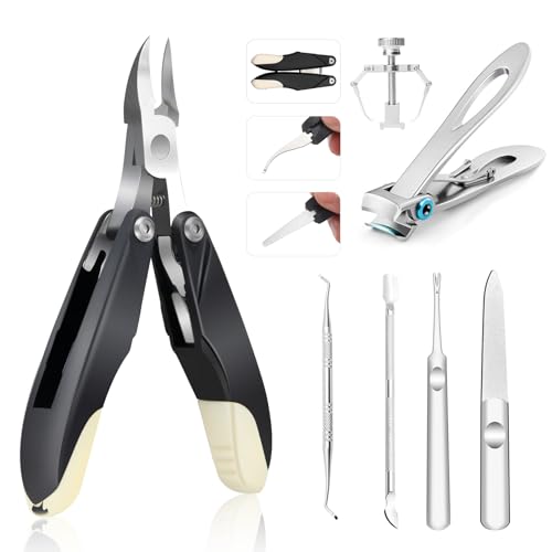 Kit de eliminación de uñas encarnadas, cortaúñas mejorado para personas mayores, tratamiento de uñas encarnadas, cortador de uñas de los pies, juego de 7 herramientas de pedicura