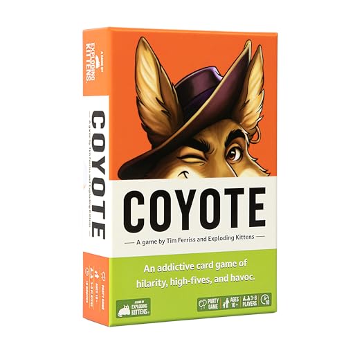 Exploding Kittens - Tim Ferriss Present Coyote, 10 Minutes, Coyote Card Game, Party Games, Ages 10+, 3-8 Players