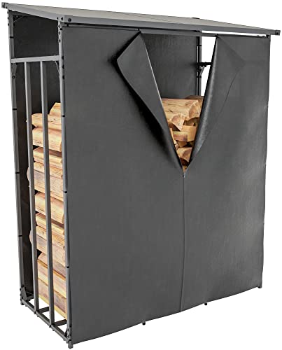 CLP Abri D'Extérieur pour Bois De Chauffage Ruston avec Bâche De Protection I Range Bûches en Aluminium I Eléments De Stockage, Taille:M