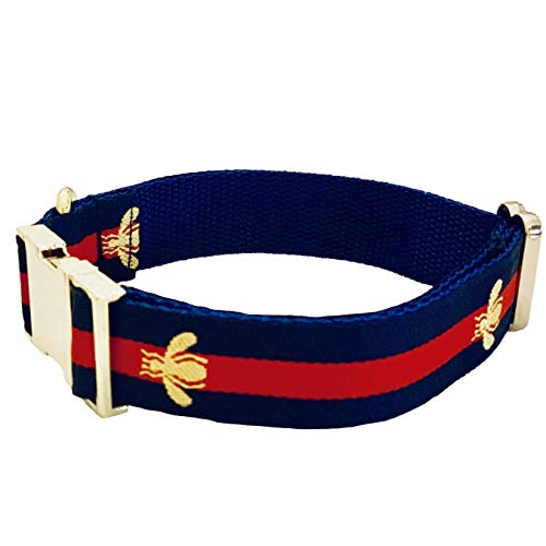 My Other Best Friend Adjustable Designer Dog Collar in Navy Blue with Embroidered