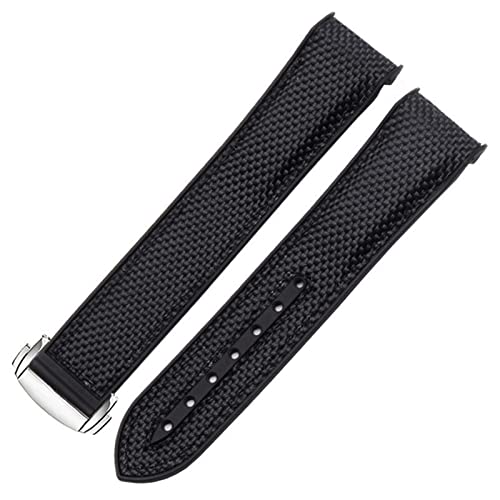 Bracelet silicone nylon avec boucle pliante pour Seamaster 300 et Planet Ocean 600