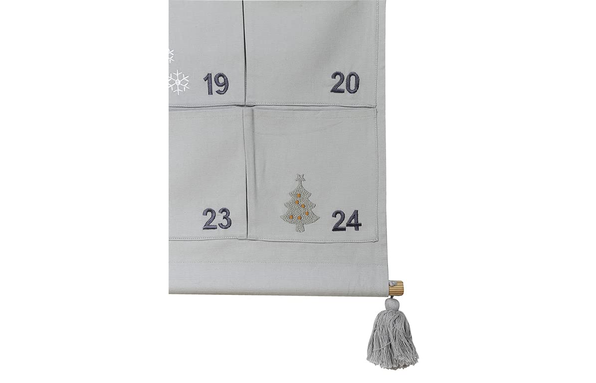 Kindsgut Adventskalender aus 100% Baumwolle zum Befüllen, für Kinder und Klein-Kinder, mit 24 Türchen zum Aufmachen und Öffnen, dezente Farben und schlichtes Design