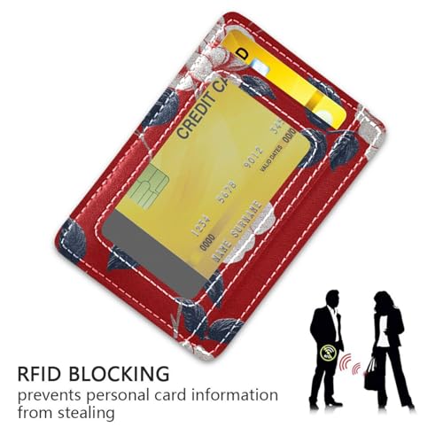 Retro FLOWERs Red Pattern leather slim wallet for men With Cash Slot RFID Blocking wallet inserts for credit cards for men&women3