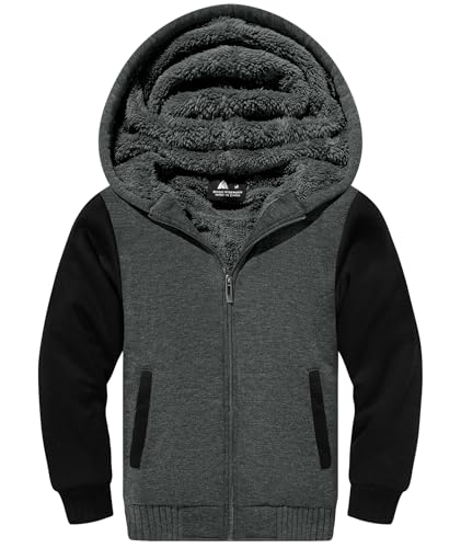 Image of GEEK LIGHTING Boys Sherpa Lined Hoodie Kids Fleece Sweatshirt Full Zip Hooded Jacket