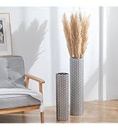 SHYFOY Glam Mirrored Tall Flower Vase For Living Room Decor, Large Glass Cylinder Floor Vase, 28""H