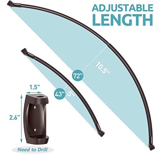 Bonpally Curved Shower Curtain Rod 43-72 Inches Adjustable, Aluminum Shower Rod Rustproof, Round Shower Curtain Rod, Curved Shower Rods For Bathroom, Bathtub, Stall, Bronze, Need To Drill #TOP1