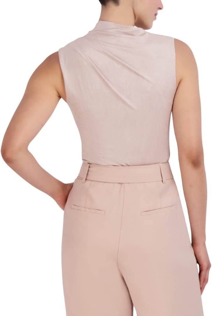 BCBGMAXAZRIA Womens Asymmetrical Neck Sleevless Knit Top - Image 3