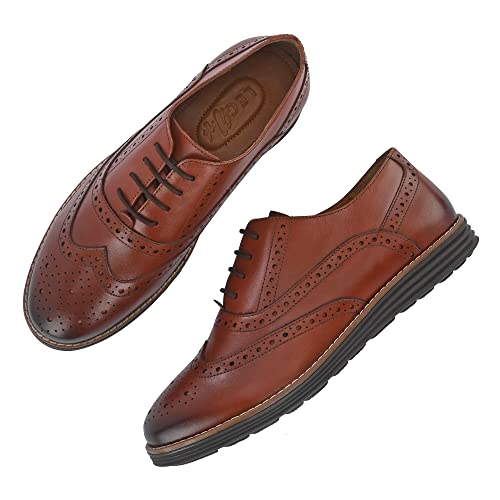 Image of Legwork Men's Leather Laser Neo Brogue Oxford 2.0 Shoes for Men and Boys