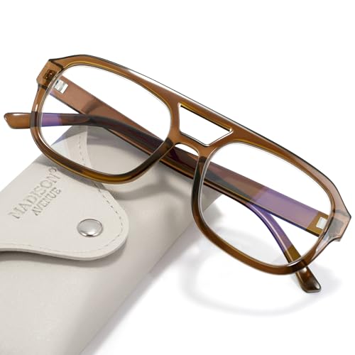 Image of Madison Avenue Retro Aviator Blue Light Glasses for Women Men