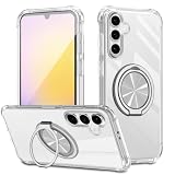 Galaxy A25 SC-53F 5G 用 ケース 360°回転スタンド リング付き カバー スタンド機能 縦横両対応 TPU 保護ケース カバー背面 シェル クバー ソフト 米軍MIL規格 耐衝撃性 防指紋 ストラップホール付き 透明シェル ギャラクシー A25 SC-53F スマホケース 透明