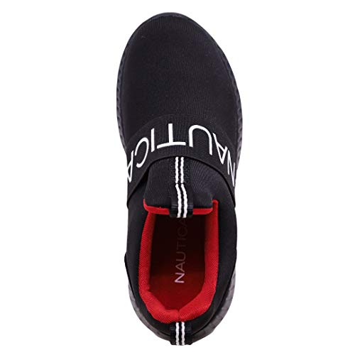 Nautica Kids Boys Sneaker Comfortable Slip On Running Shoes-Canvey Youth-Solid Black Red Size-2 #TOP3