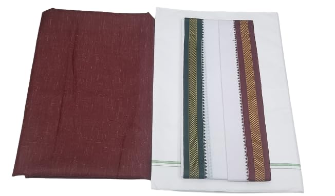 || Maroon Kurta || Cotton Men's 3 - Piece Pandit Dhoti Kurta Set | Premium Cotton Material | Unstitched Dhoti, Kurta, Border Gamcha ||Traditional, Ethnic Wear with Dhoti-image-15