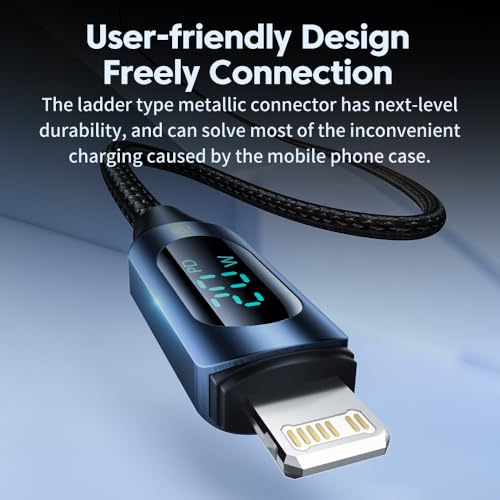 Image of INICIO Type C to iPhone 20W PD LED Display Cable 2m /6.6ft, USB C To iOS Light-ning 8 Pin Fast Charging Cord For iPhone 14 13 12 Pro Max 14 Plus SE 11 Pro XS XR iPad 9 8 7