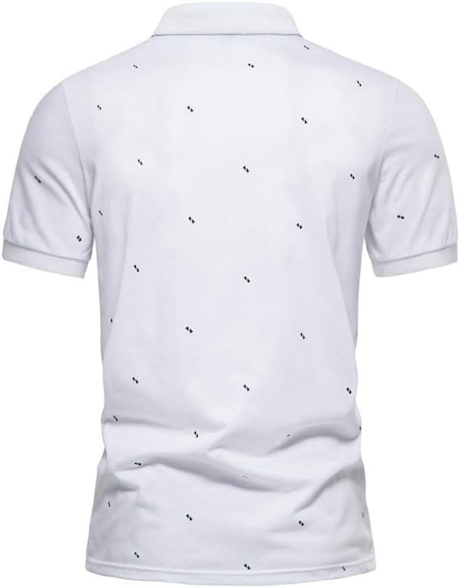 夏半袖プリント ビジネス カジュアル メンズ スポーツ シャツ スリム フィット ラペル ポロシャツ(Size:XL code)