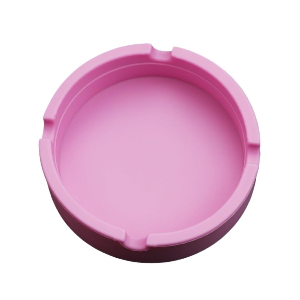 Przenośny 1 szt. Kolorowa okrągła kwadratowa silikonowa popielniczka do salonu sypialni pulpitu Na zewnątrz(Pink)