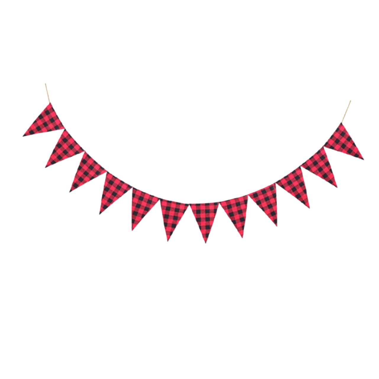 Abaodam 3piezas Banderín Decorativo De Triángulo Diseño Cuadros Rojos y Negros Para Fiestas y Celebraciones Al Aire