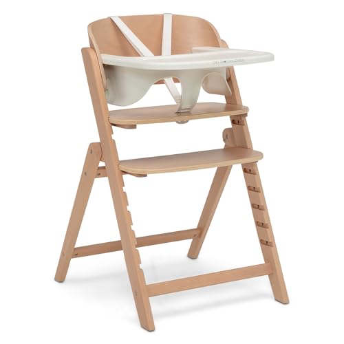 Delta Children Crave 4-in-1 Convertible High Chair Folds Flat FSC Certified Beech Wood Frame Grows from Baby to Adult Magnetic Buckle & Dishwasher-Safe Tray Natural