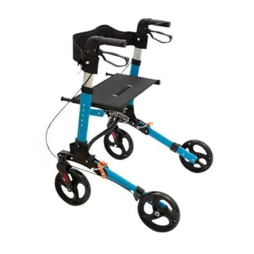 KZZK歩行器高齢者用屋内屋外トロリー高齢者が座るファッション3ショッピングカート折りたたみ高さ調節可能介護用品歩行補助 (?色)