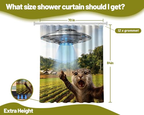 Image of Extra Long 84 Inchs Shower Curtain Extra Tall Funny Otter XL Shower Unique Humorous Curtains for Large Bathroom Decor Sets, Waterproof Cloth Fabric with Hooks, 70 x 84 Inch