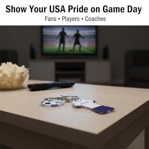 zmzdp 2PCS Worlde Cup Soccer Keychain, America Soccer Keychain, Acrylic Soccer Team Jersey & Ball Key Chain, Football Key Chain, American Flag Souvenir Gift for Men Women Football Fans Party Favors - Thumbnail 5
