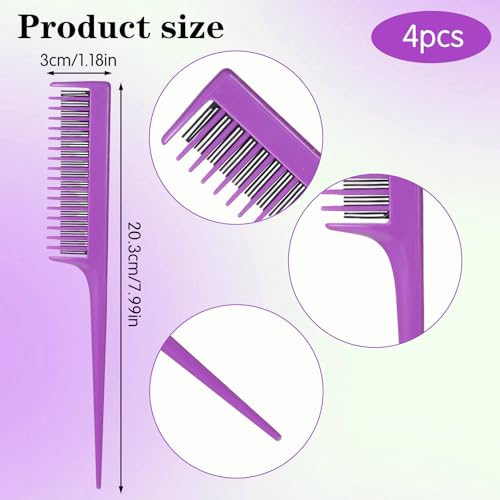 4 peines profesionales para cabello fino 8.15 pulg. miniatura 2