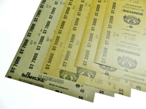 6 Polishing Sanding Wet or Dry Waterproof Abrasive Sandpaper Grit 3000 5000 7000 2 Each Made in Germany